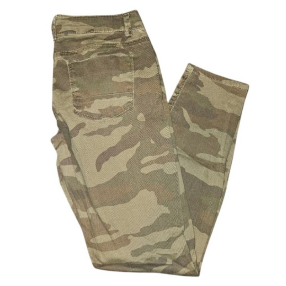 Women's (Juniors) Camo Slit Knee Destructed Skinny Denim Jeans SZ 9 Deep Olive